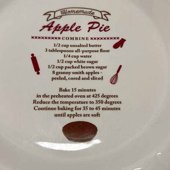 Apple Pie Ceramic Pie Plate Orange White Homemade Apple Pie Directions Inside - Picture 2 of 5